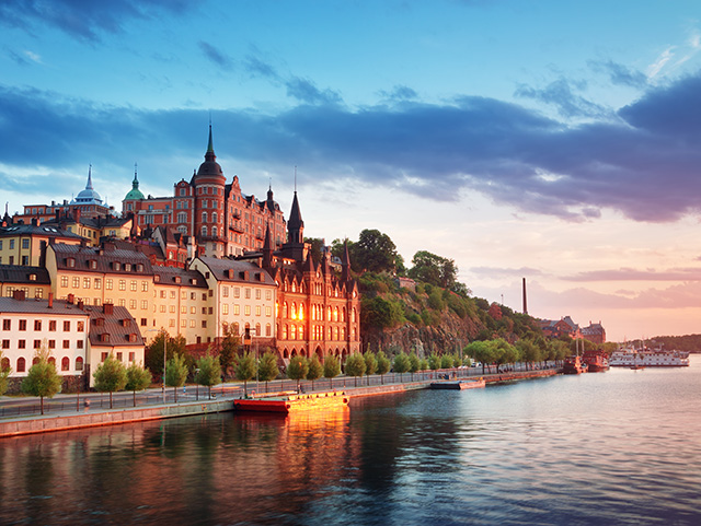 Stockholm at sunset in summer